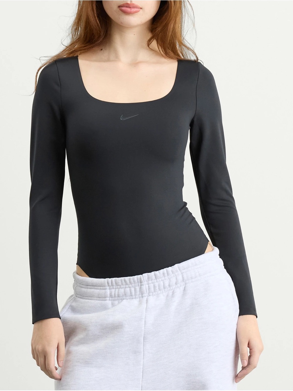 Women's Nike Form Long Sleeve Studio Shirt bodysuit Black/ Smoke Grey HQ8296-011